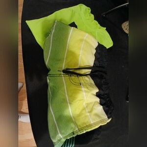 Neon green boys swimsuit set sz med